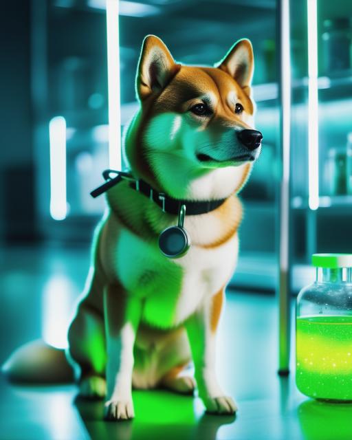 remove the woman and add the dog of dr. mundo to the laboratory, let him sit on the floor and look up, its a cute shiba-inu